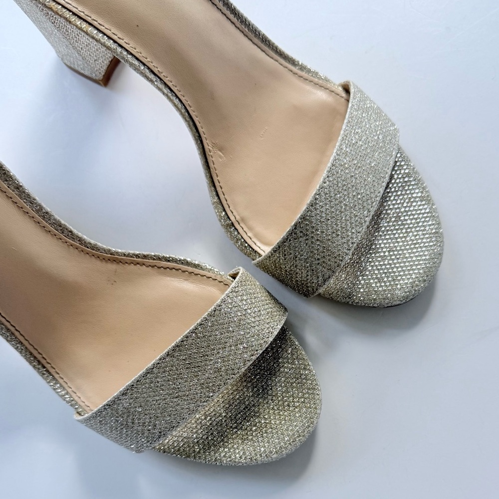 Michael Michael Kors Sascha Silver Glitter High Heel Ankle Strap Sandal 9 - Picture 9 of 15